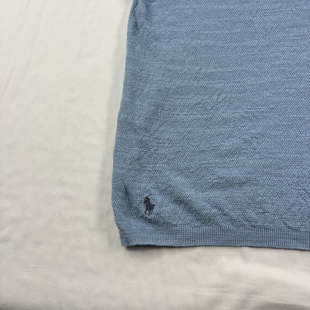 Polo Ralph Lauren Sweater‎ Men's 2XL Blue Linen Cotton Blend Polo Collar Stretch - Picture 2 of 10
